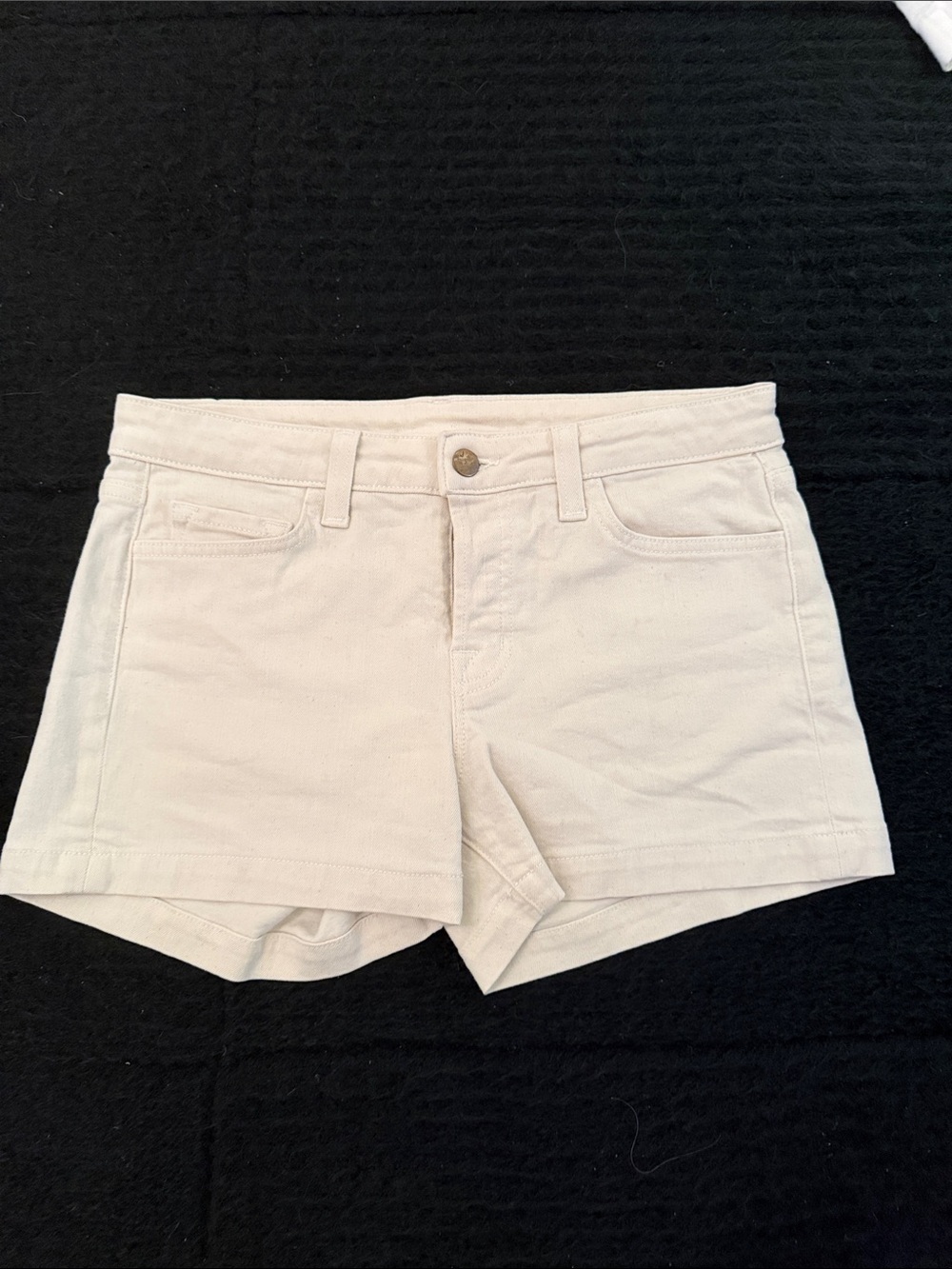 Women’s Cream Denim Shorts - Classic High-Waist Style